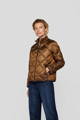 BROWN ZIPPERED QUILTED JACKET