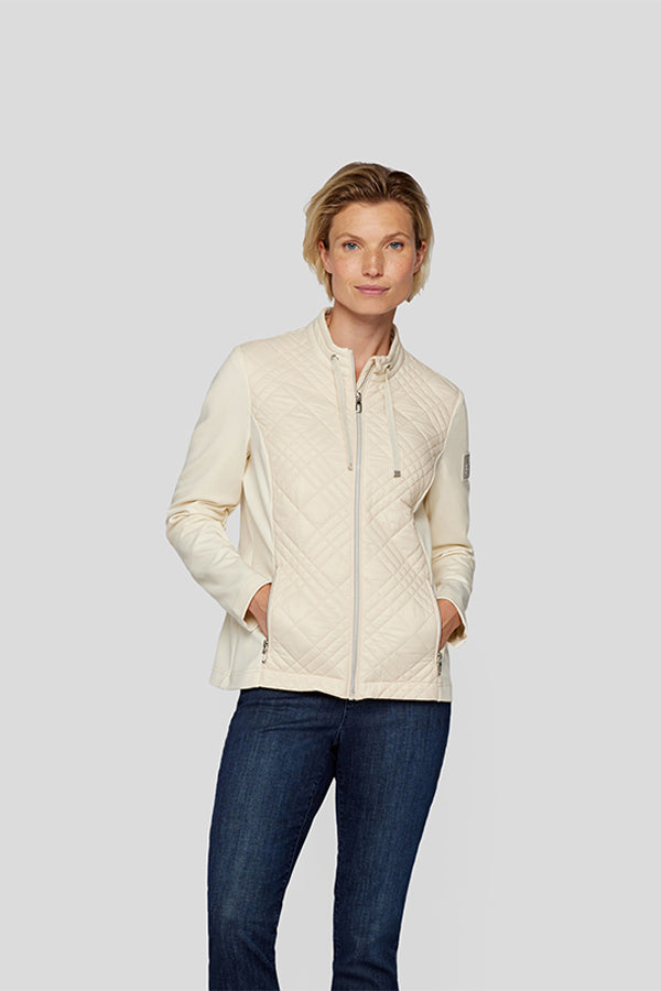 CREME QUILTED ZIPPERED JACKET