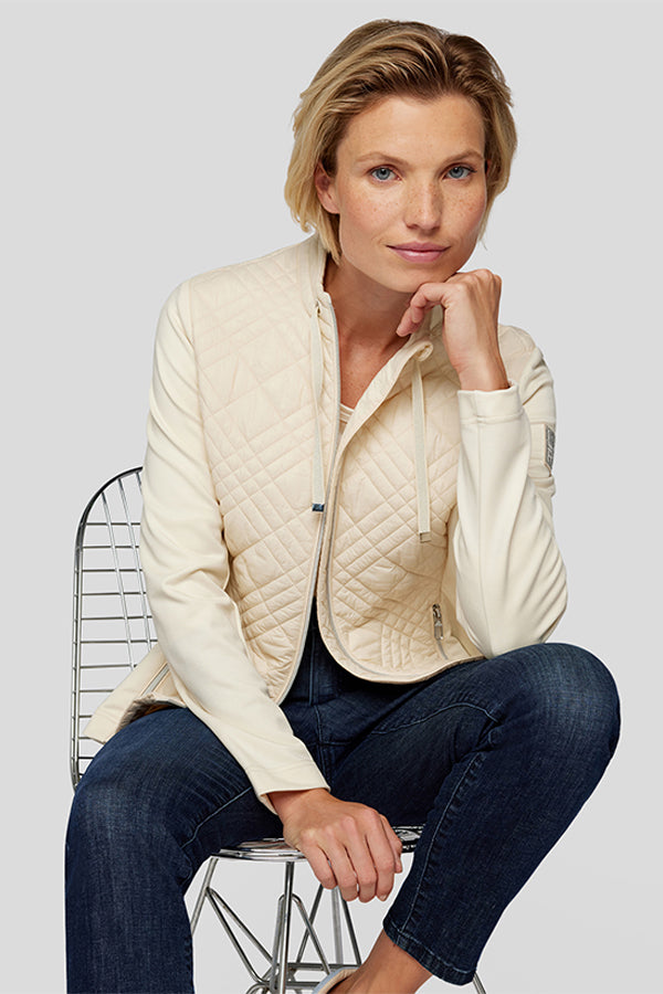 CREME QUILTED ZIPPERED JACKET