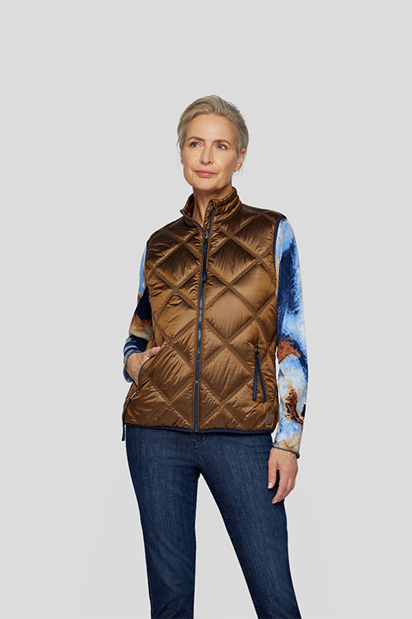 BROWN METALLIC QUILTED VEST