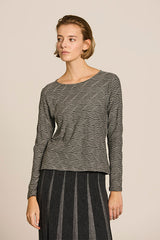 LIGHT GREY WAVE JACQUARD VISCOSE T-SHIRT