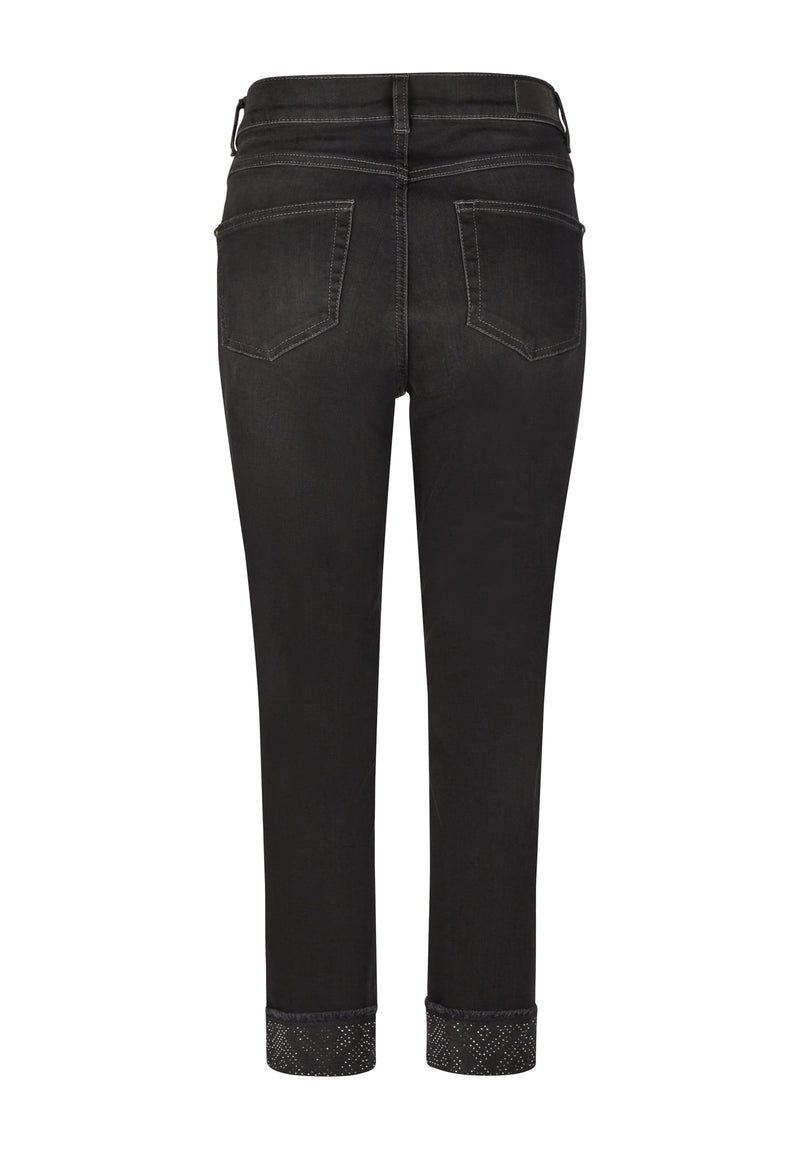 STUDDED HEM SKINNY JEANS