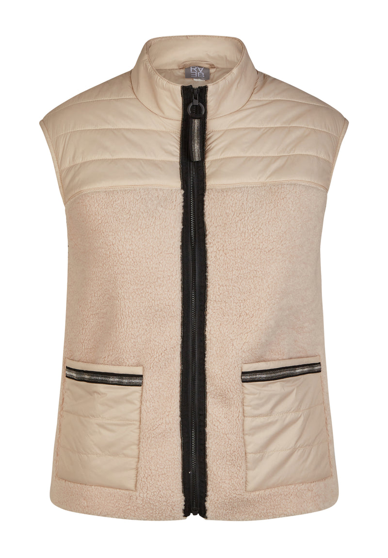 BEIGE SHEARLING ZIPPED VEST