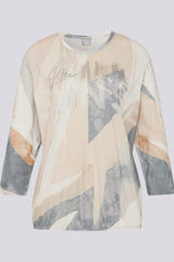 BEIGE ABSTRACT FACE DESIGN SHIRT