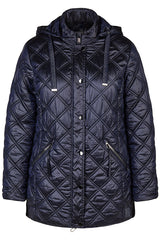 BLUE QUILTED HOODED JACKET