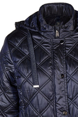 BLUE QUILTED HOODED JACKET