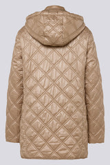 BEIGE QUILTED HOODED JACKET