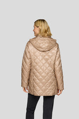 BEIGE QUILTED HOODED JACKET