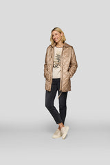 BEIGE QUILTED HOODED JACKET