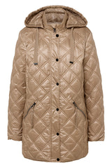 BEIGE QUILTED HOODED JACKET