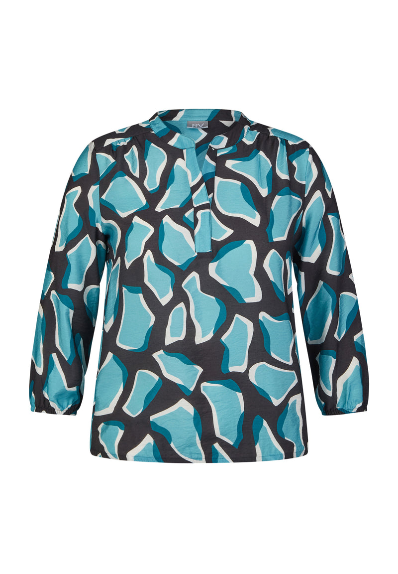 BLUE ABSTRACT PRINT BLOUSE