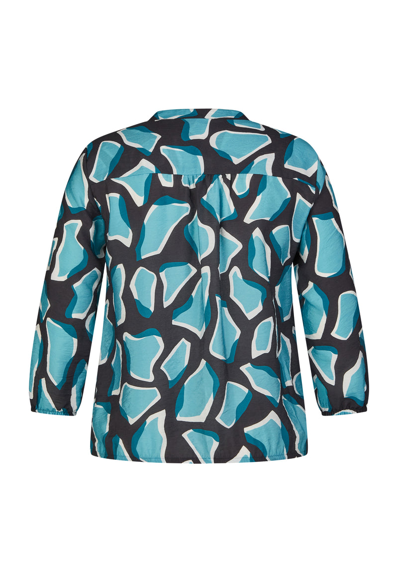 BLUE ABSTRACT PRINT BLOUSE