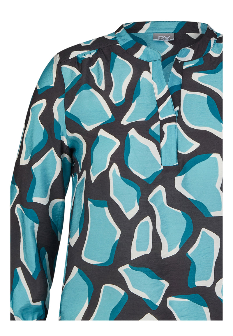 BLUE ABSTRACT PRINT BLOUSE