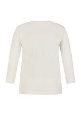 WHITE 3/4 SLEEVED PRINTED T-SHIRT