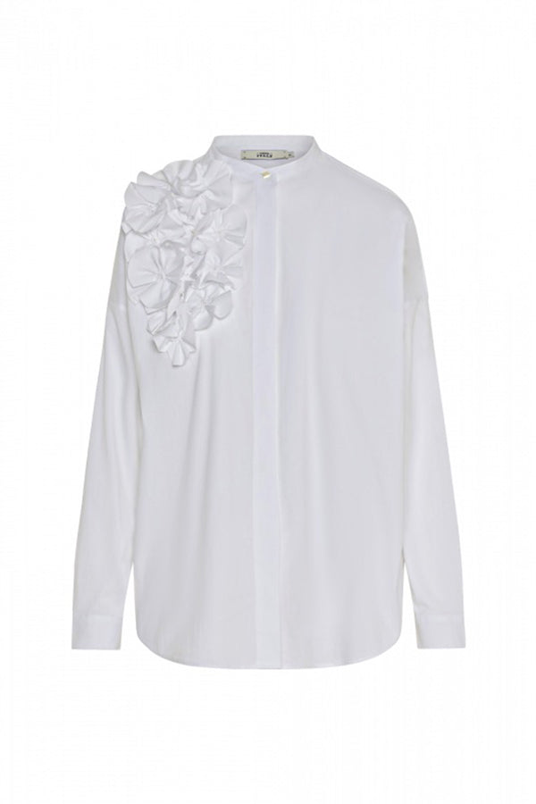 SONJA FLOWER WHITE FLORAL DETAIL COTTON BLOUSE