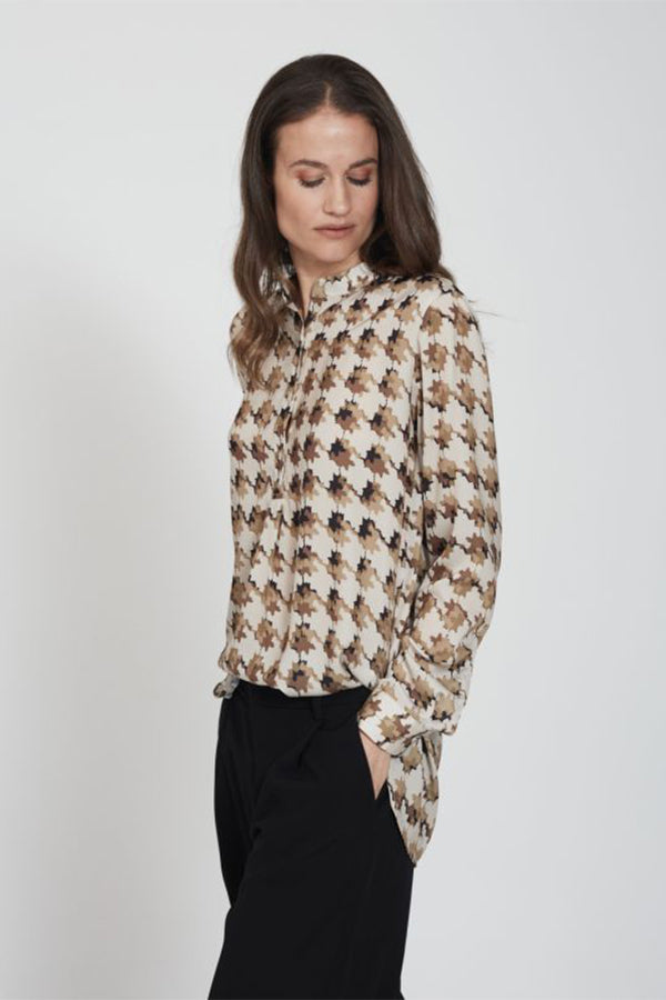 JANICE NEW ABSTRACT PRINT BLOUSE