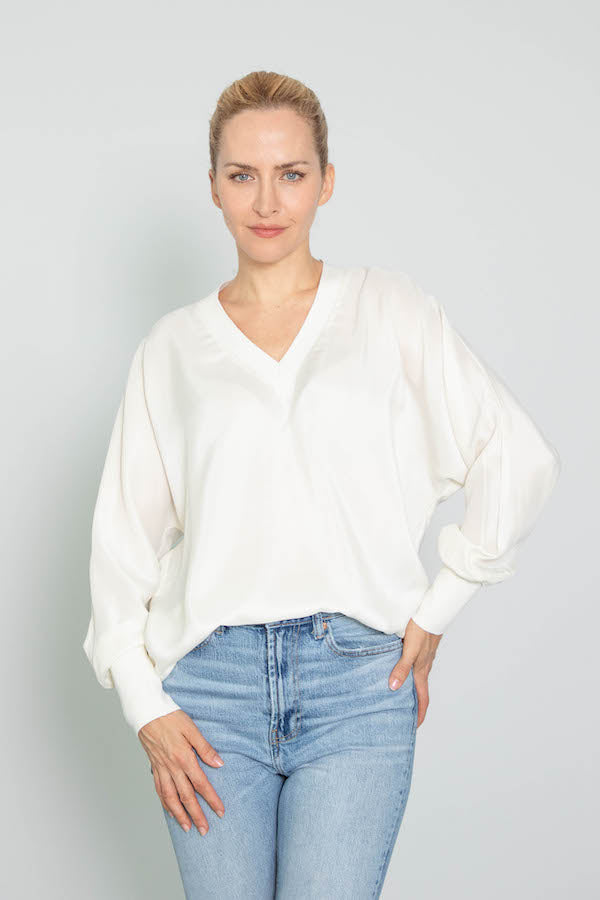 ILEA ECRU SILK BLOUSE