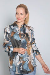 MIRA BLUE FLORAL PRINT SHIRT