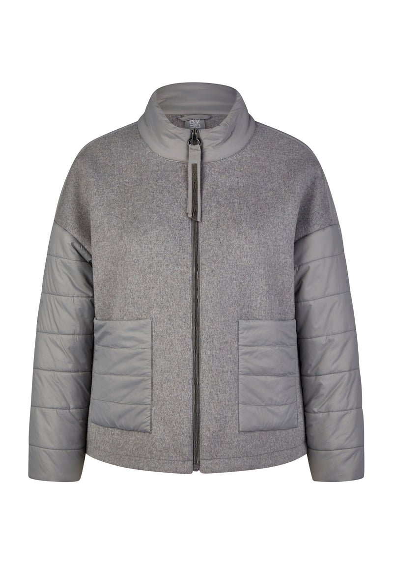 GREY QUILTED ZIPPED JACKET