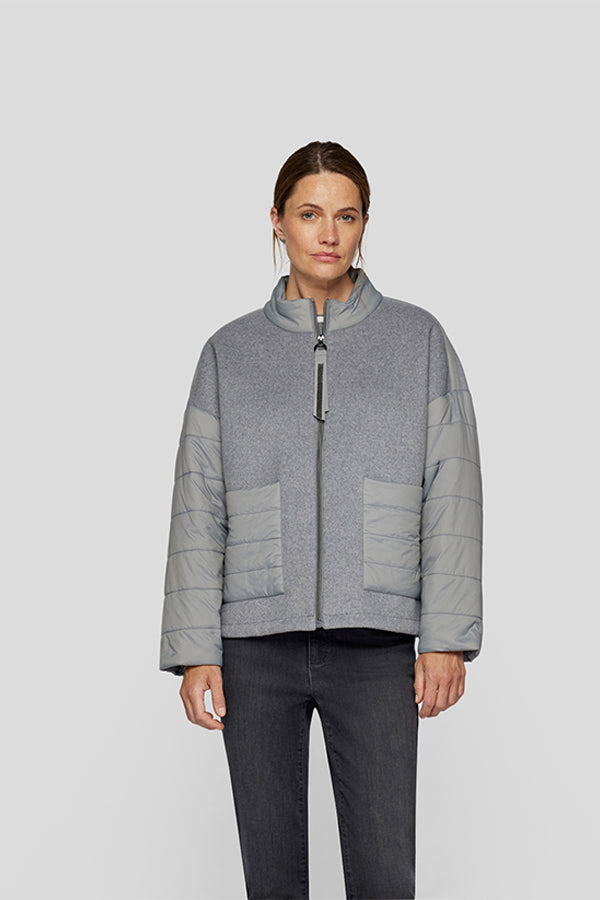 GREY QUILTED ZIPPED JACKET