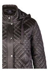 QUILTED HOODED ZIPPER POCKETS JACKET