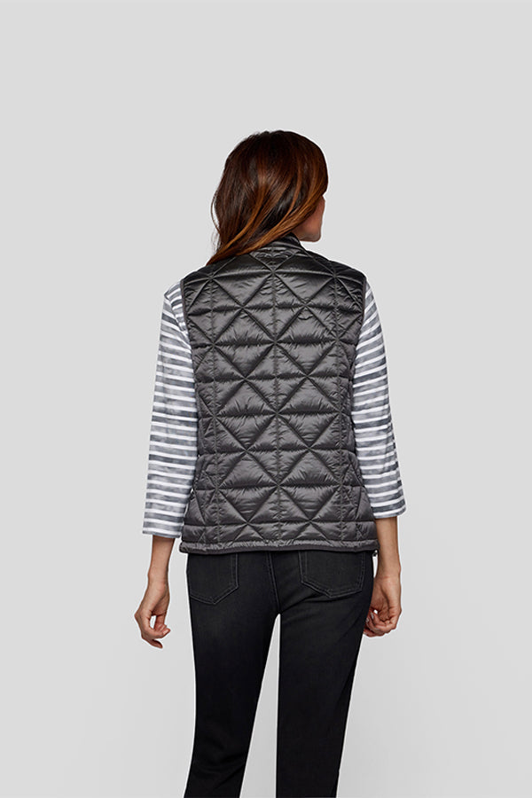 GREY SLEEVELESS QUILTED VEST