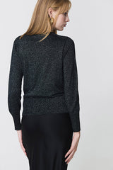 OPENWORK LUREX CREWNECK BLACK SWEATER