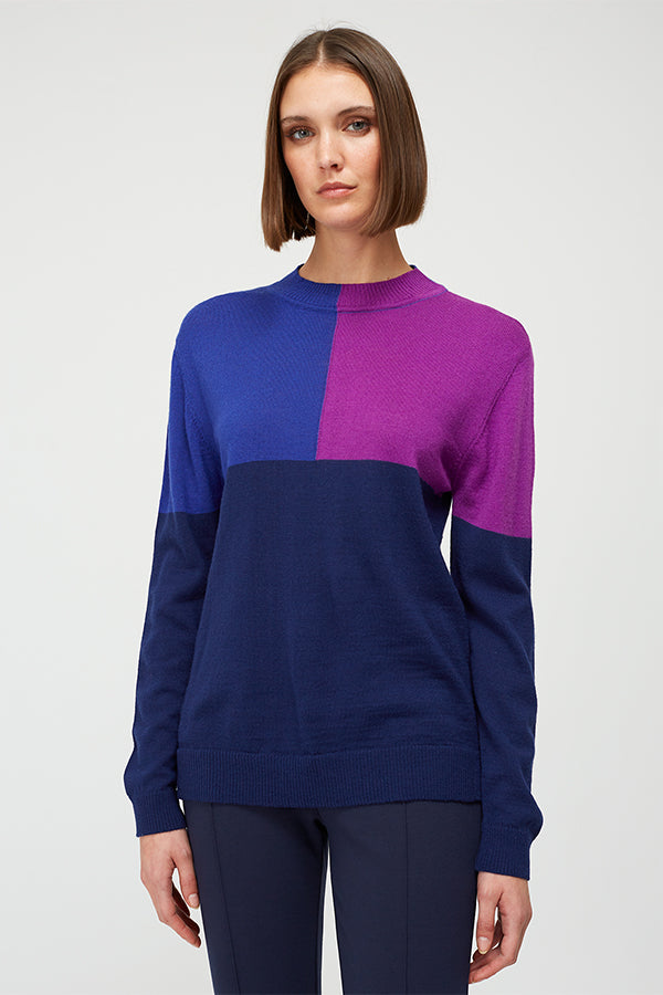 INTARSIA TRI COLOR COLORBLOCK SWEATER