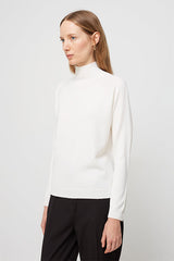 HIGH NECK WHITE SEAMLESS SWEATER