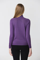 BRAIDED DETAIL PURPLE SWEATER