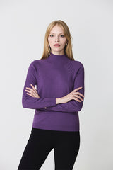 BRAIDED DETAIL PURPLE SWEATER