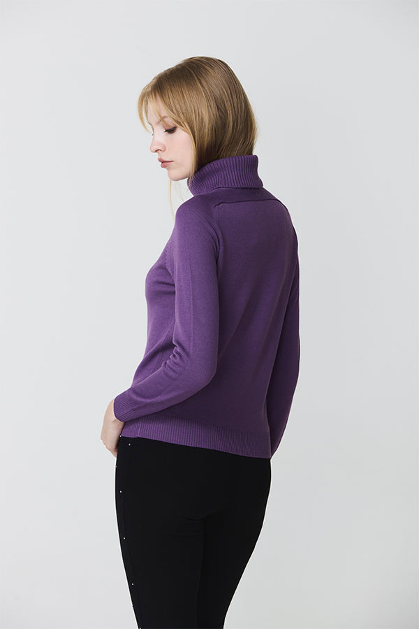 BASIC PURPLE TURTLENECK SWEATER