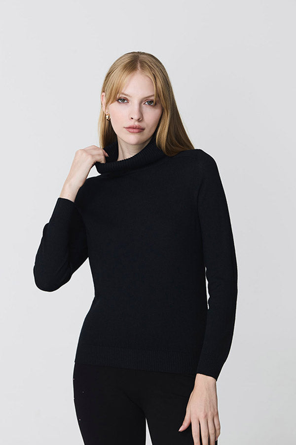 BASIC BLACK TURTLENECK SWEATER