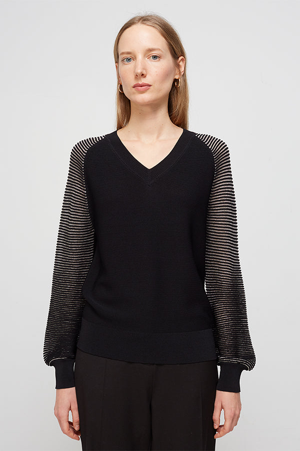 LUREX SLEEVE MILANO V-NECK SWEATER