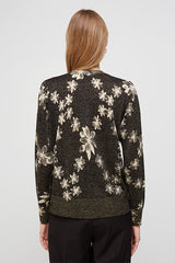 LUREX V-NECK FLORAL PRINT SWEATER