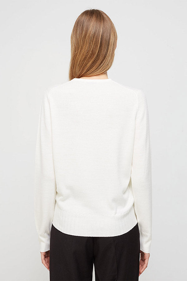 FLORAL FLOCKING IVORY CREWNECK SWEATER