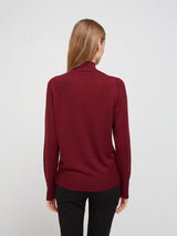 BASIC WIDE RIB BURGUNDY TURTLENECK SWEATER