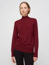 BASIC WIDE RIB BURGUNDY TURTLENECK SWEATER