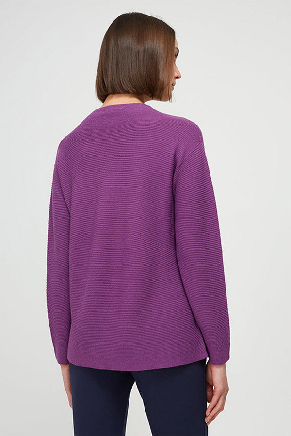 PURPLE FUNNEL NECK OTTOMAN SWEATER