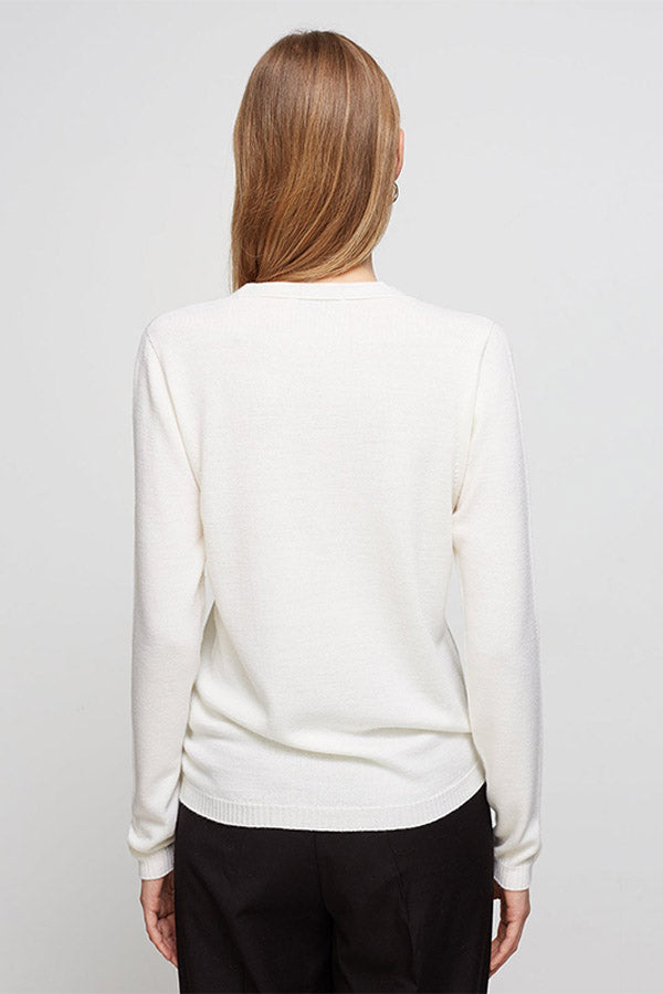 CROSSED V-NECK IVORY SWEATER