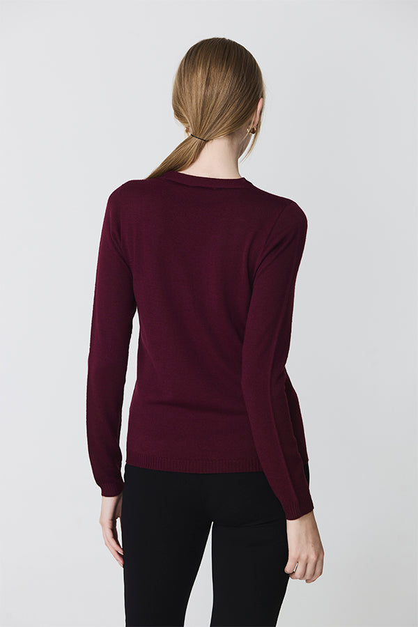 CROSSED V-NECK BURGUNDY SWEATER