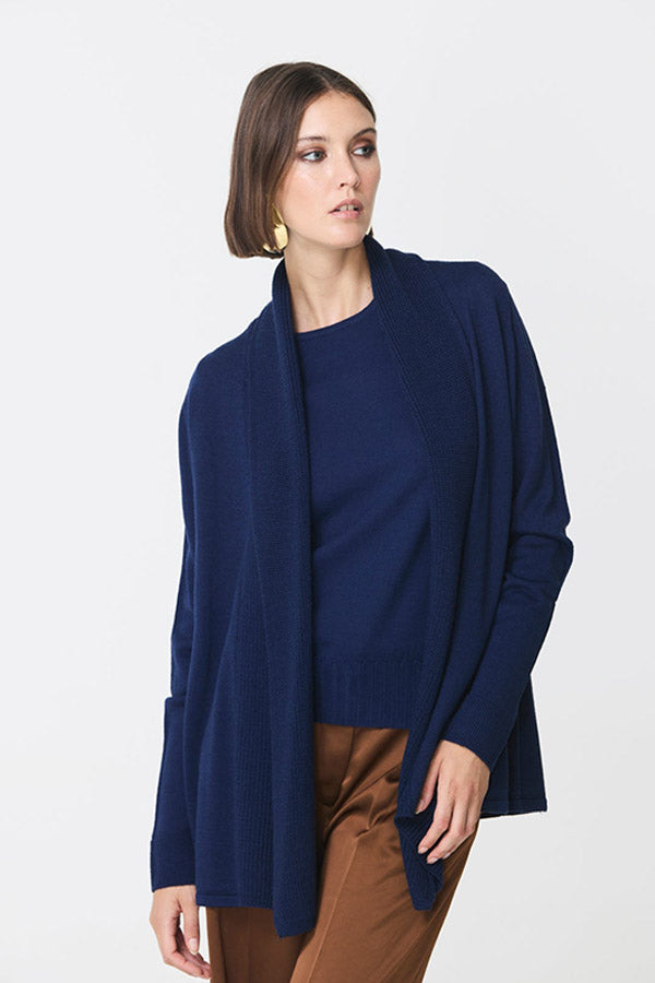 NAVY LOOSE LONG CARDIGAN