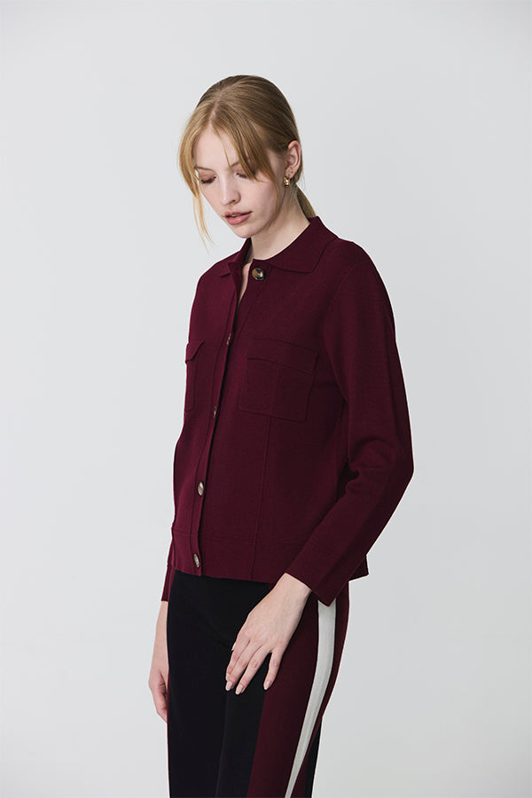 BURGUNDY BUTTONED MILANO JACKET