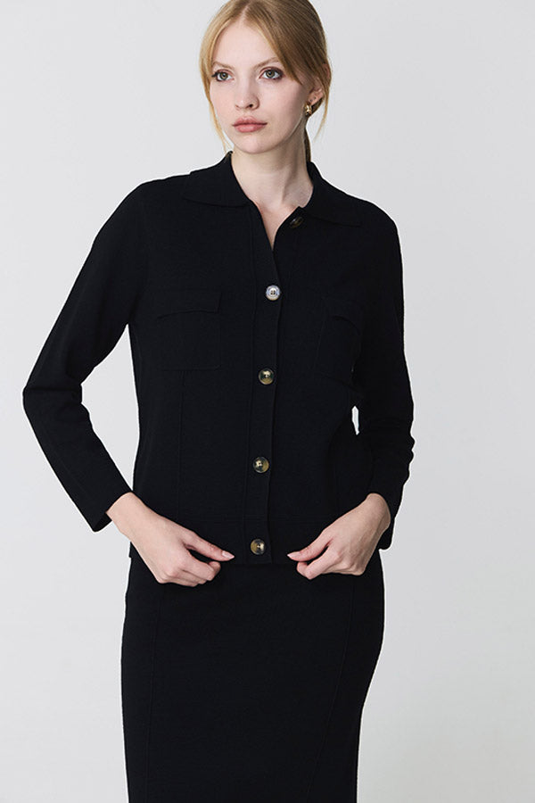 BLACK BUTTONED MILANO JACKET