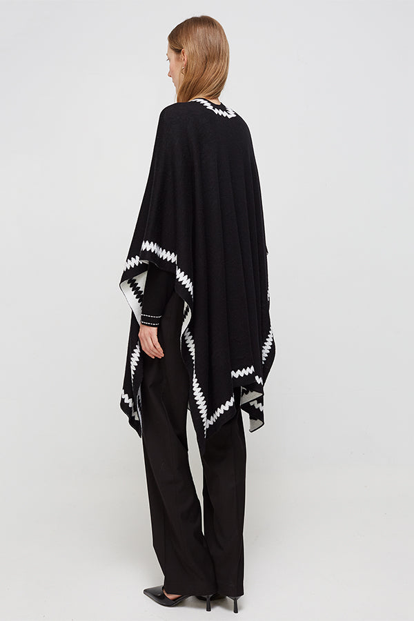 CONTRASTING EMBROIDERY REVERSIBLE CAPE