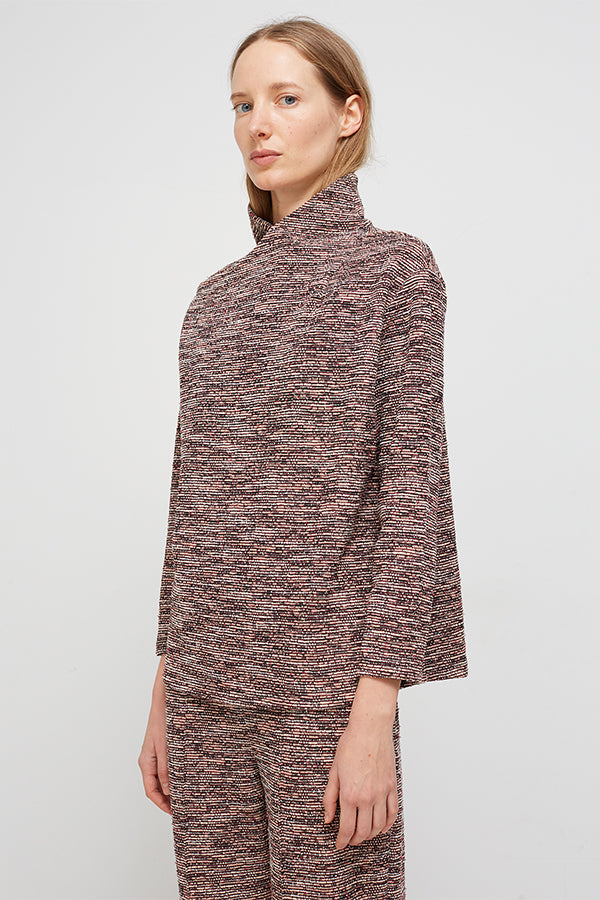 MULTICOLOR JACQUARD FUNNEL NECK SWEATER