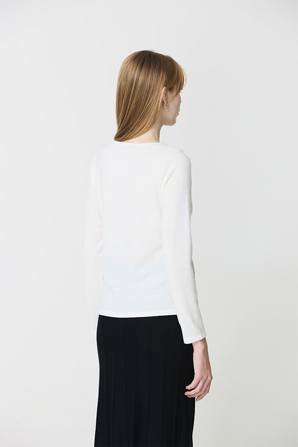 WHITE HOTFIX DETAIL BOATNECK T-SHIRT