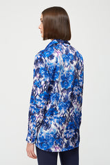 BLUE FLORAL PRINT FLUID SHIRT