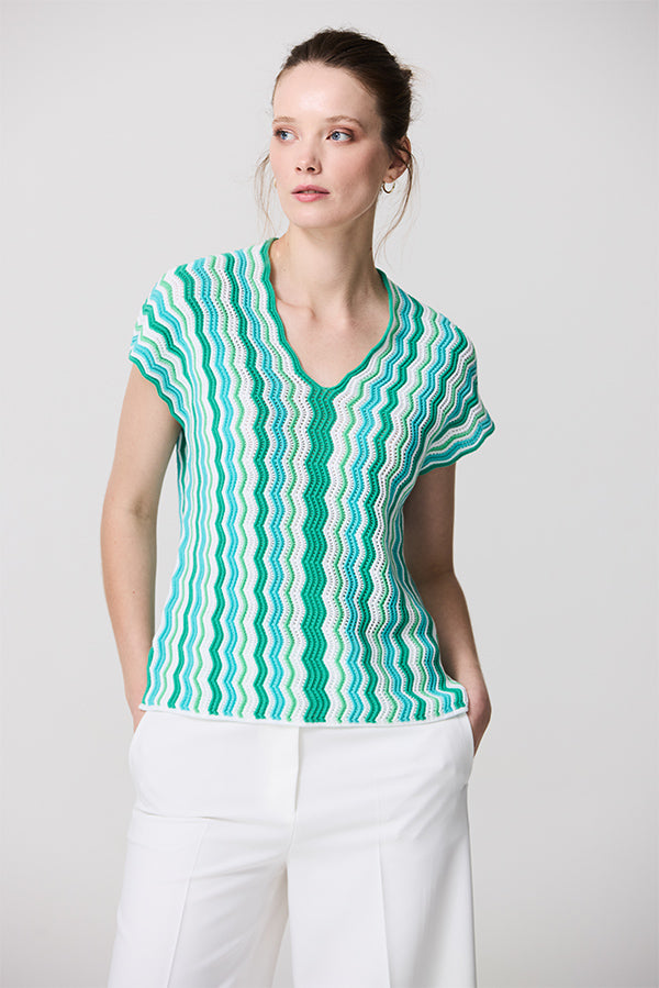 ACQUA TRICOLOR ZIGZAG SWEATER