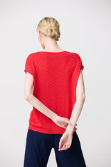 RED ZIGZAG BASIC SWEATER